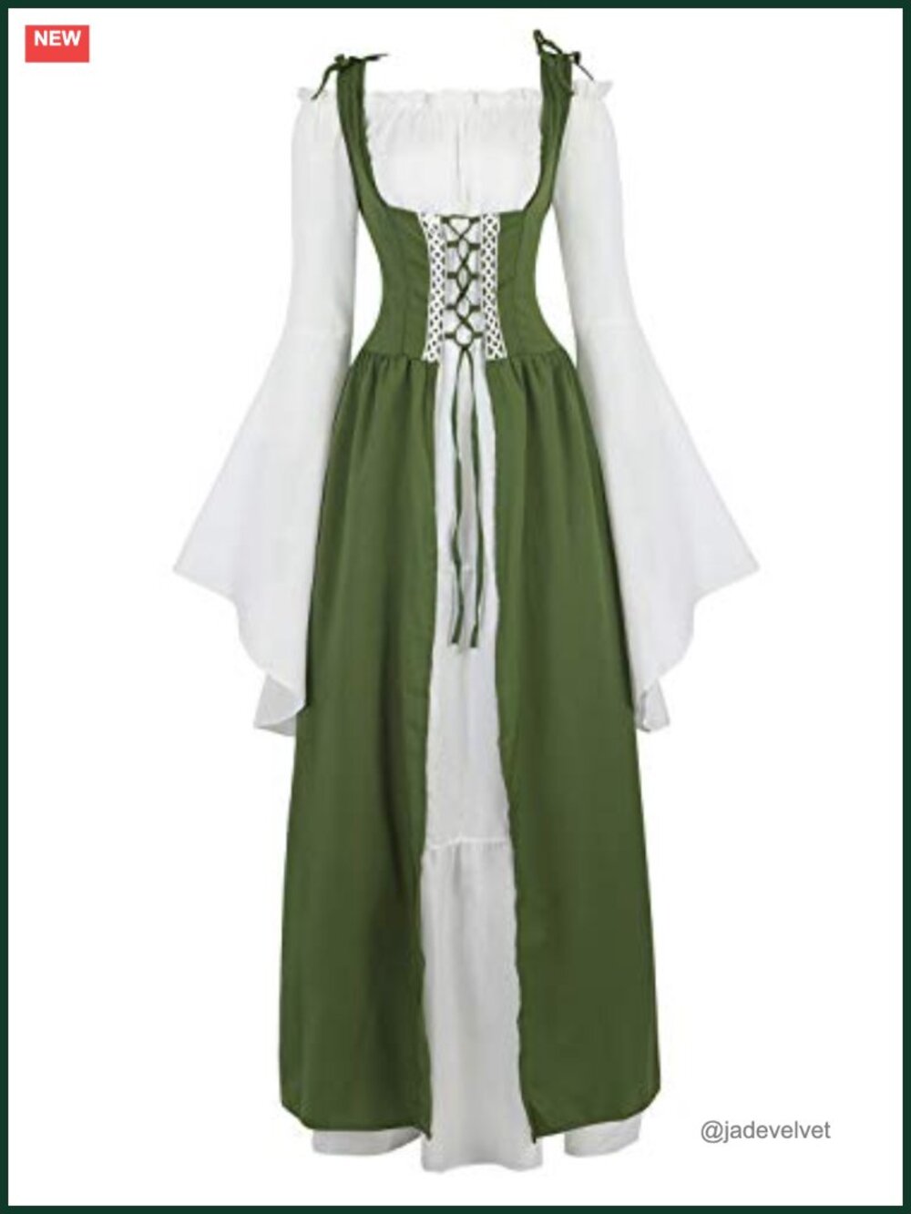 Medieval Renaissance Costume Set Women's Lace Up Maxi Dress 2 Piece